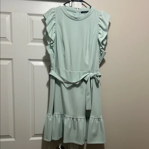 Tommy Hilfiger Women's Mint/Light Green Ruffle Mini Dress - Picture 3 of 5
